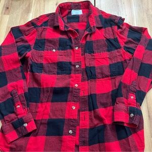 Old Navy Red Black Buffalo Plaid Flannel Shirt Men’s Size L
